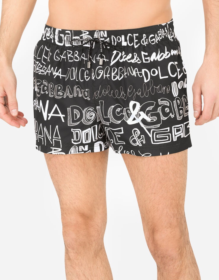 Short swim trunks with all-over Dolce&Gabbana print - 4