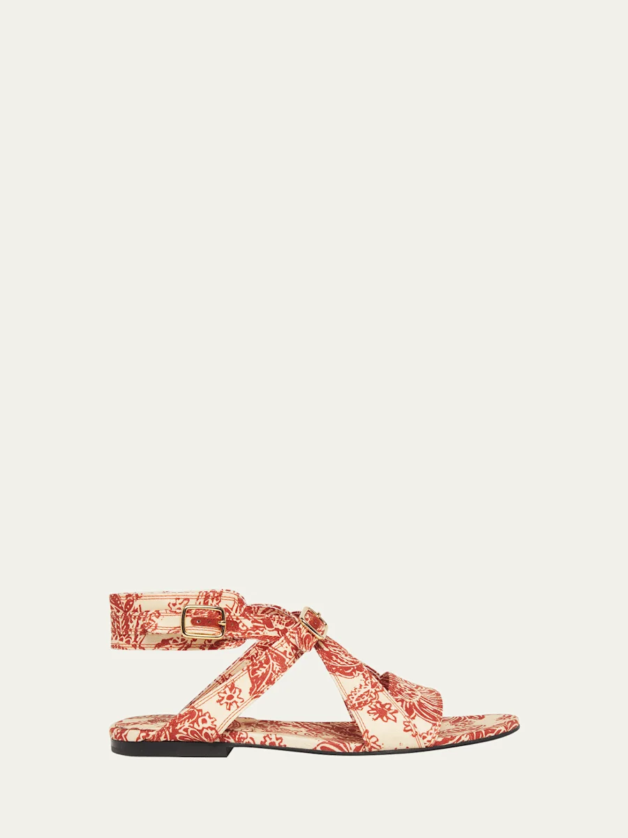 Yuki Print Ankle-Cuff Sandals - 1