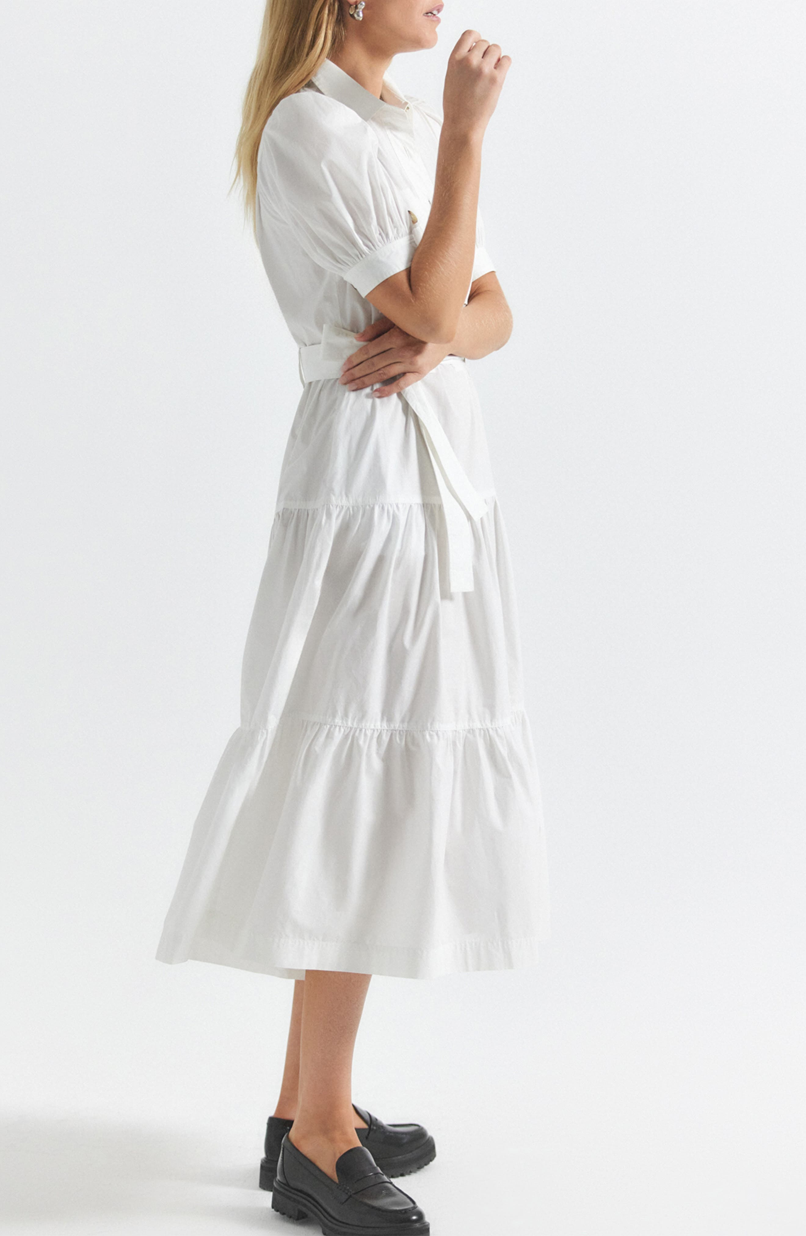 Derek Lam 10 Crosby Buffy Short Sleeve Cotton Utility Dress in White at Nordstrom - 3