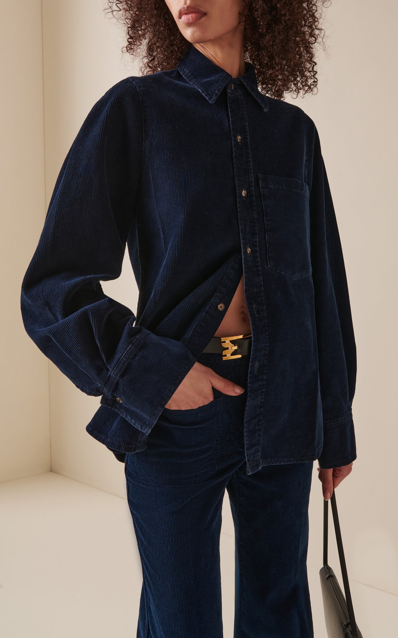 Victoria Beckham Slim Cotton Shirt navy outlook