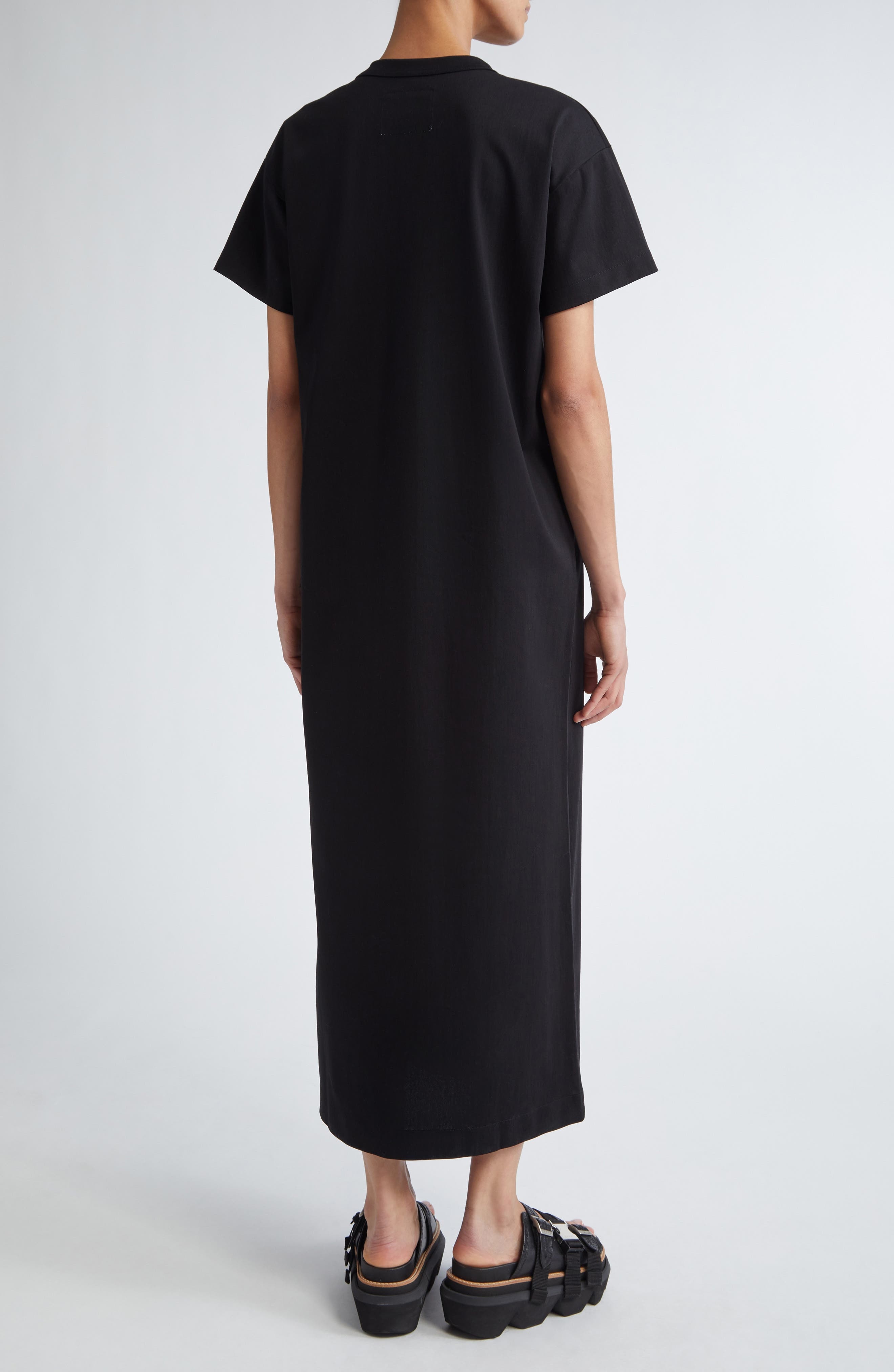 Sacai Embroidered Logo Jersey T-Shirt Dress in Black 001 at Nordstrom - 2