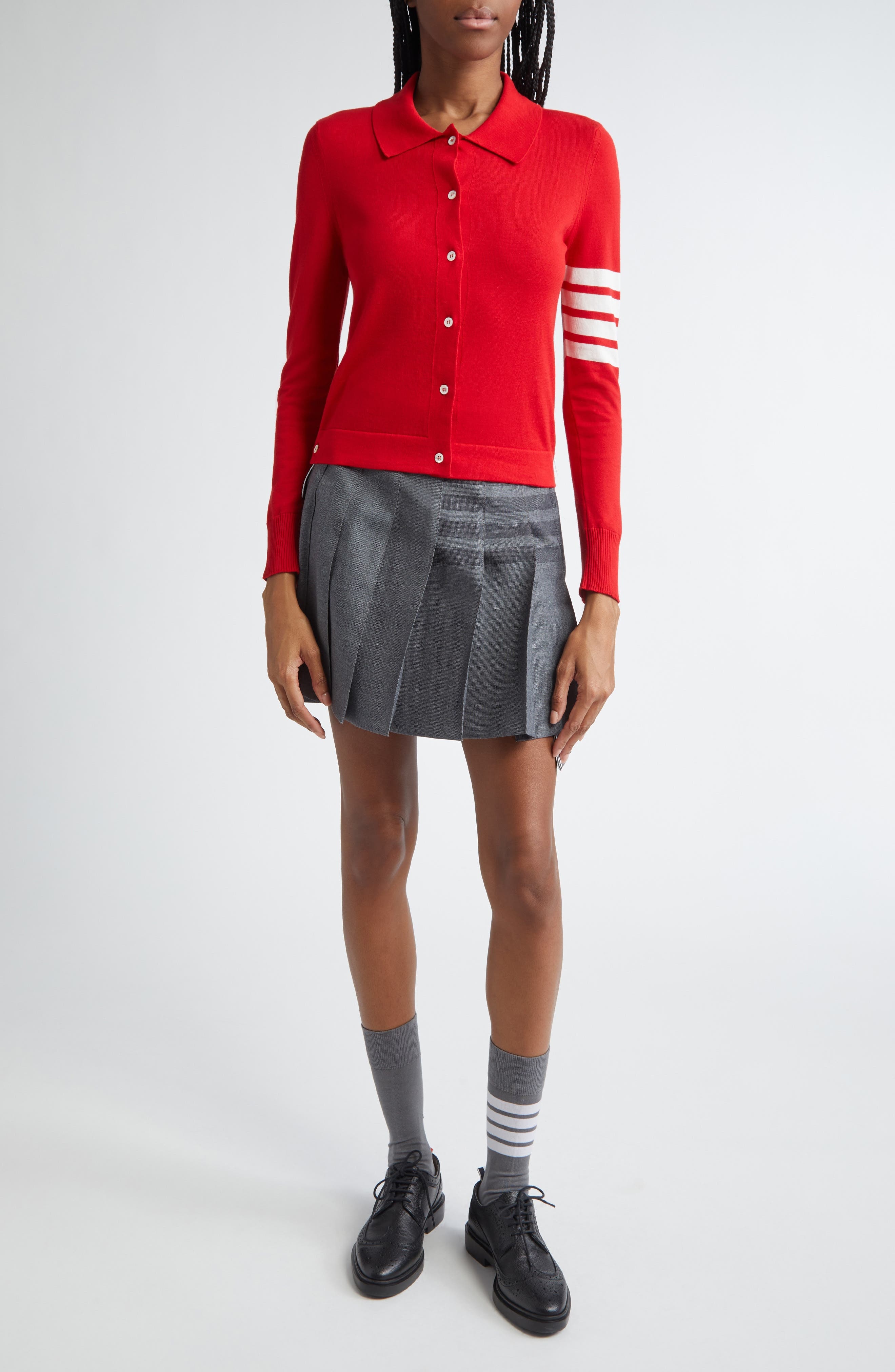 Thom Browne 4-Bar Jersey Stitch Cardigan in Red at Nordstrom - 2