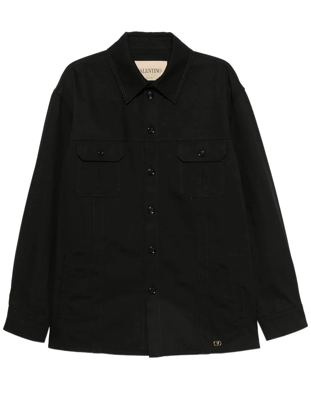 SHIRT JACKET VALENTINO IN COTTON GABARDINE WITH VLOGO - 1