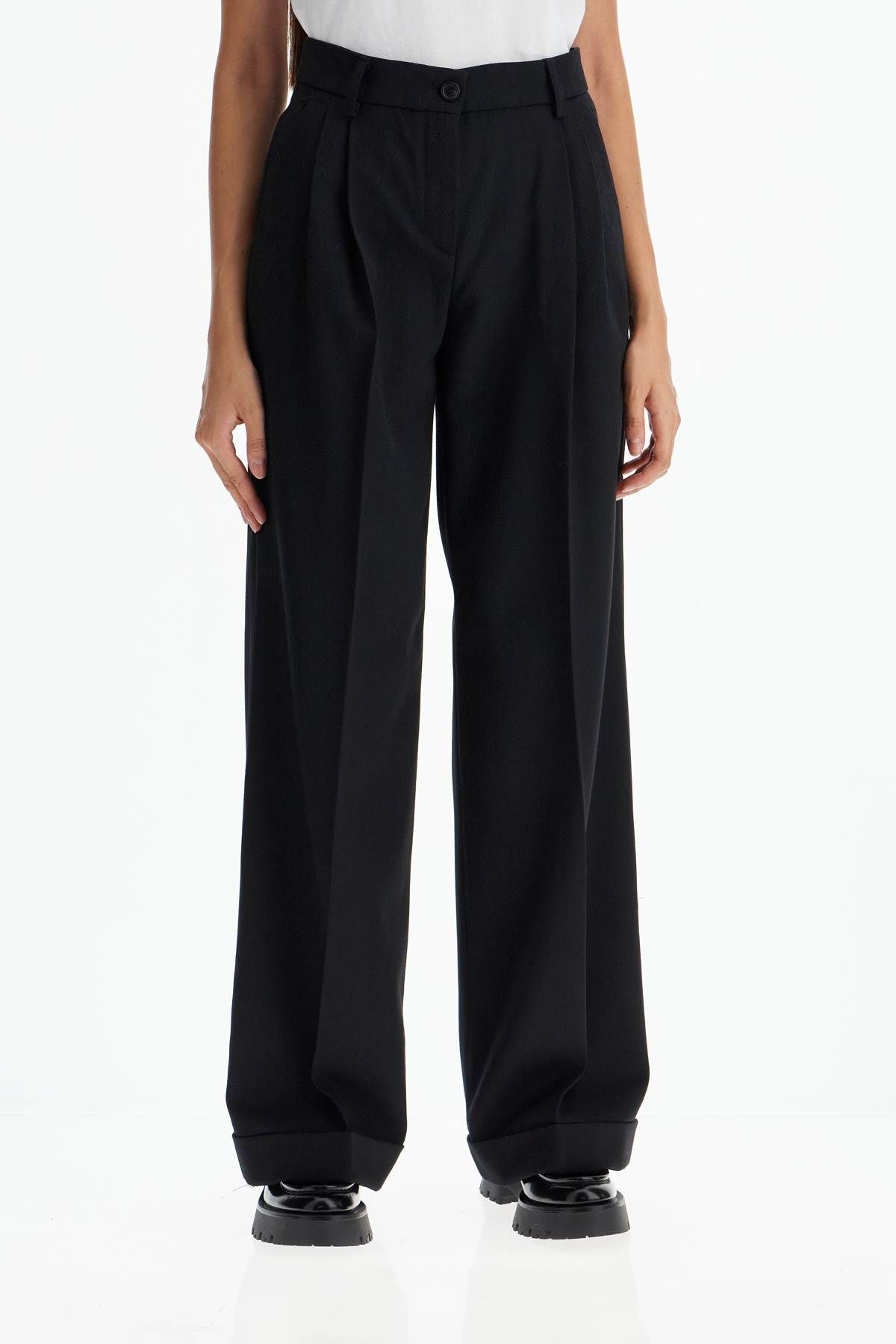 TWILL WIDE-LEG TROUSERS IN PAL - 3