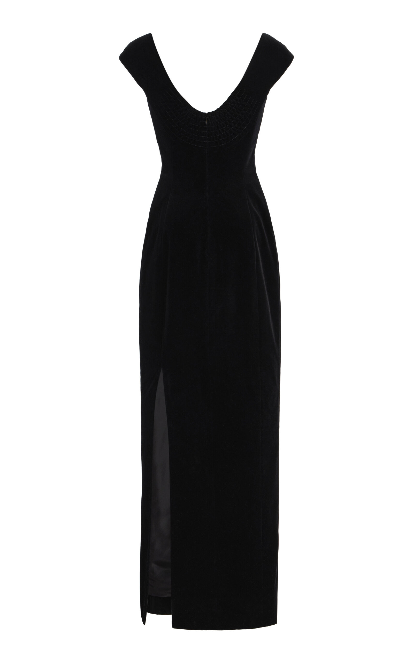 Split-Detailed Cotton-Velvet Maxi Dress black - 2