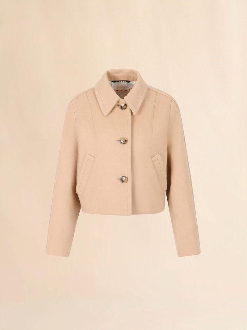 CAMEL FELT CROPPED JACKET 1