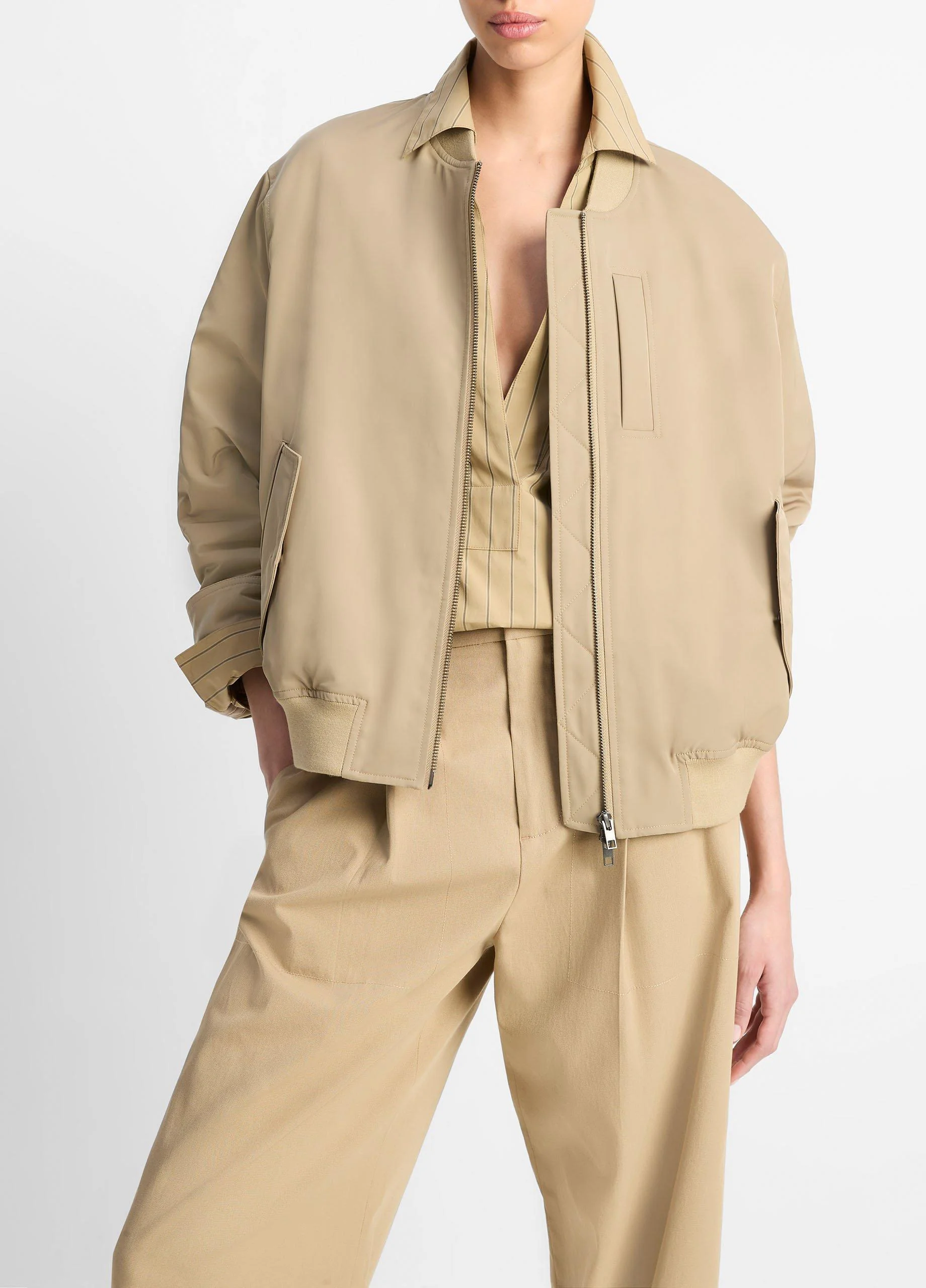 Relaxed Tech-Fabric Bomber Jacket - 1