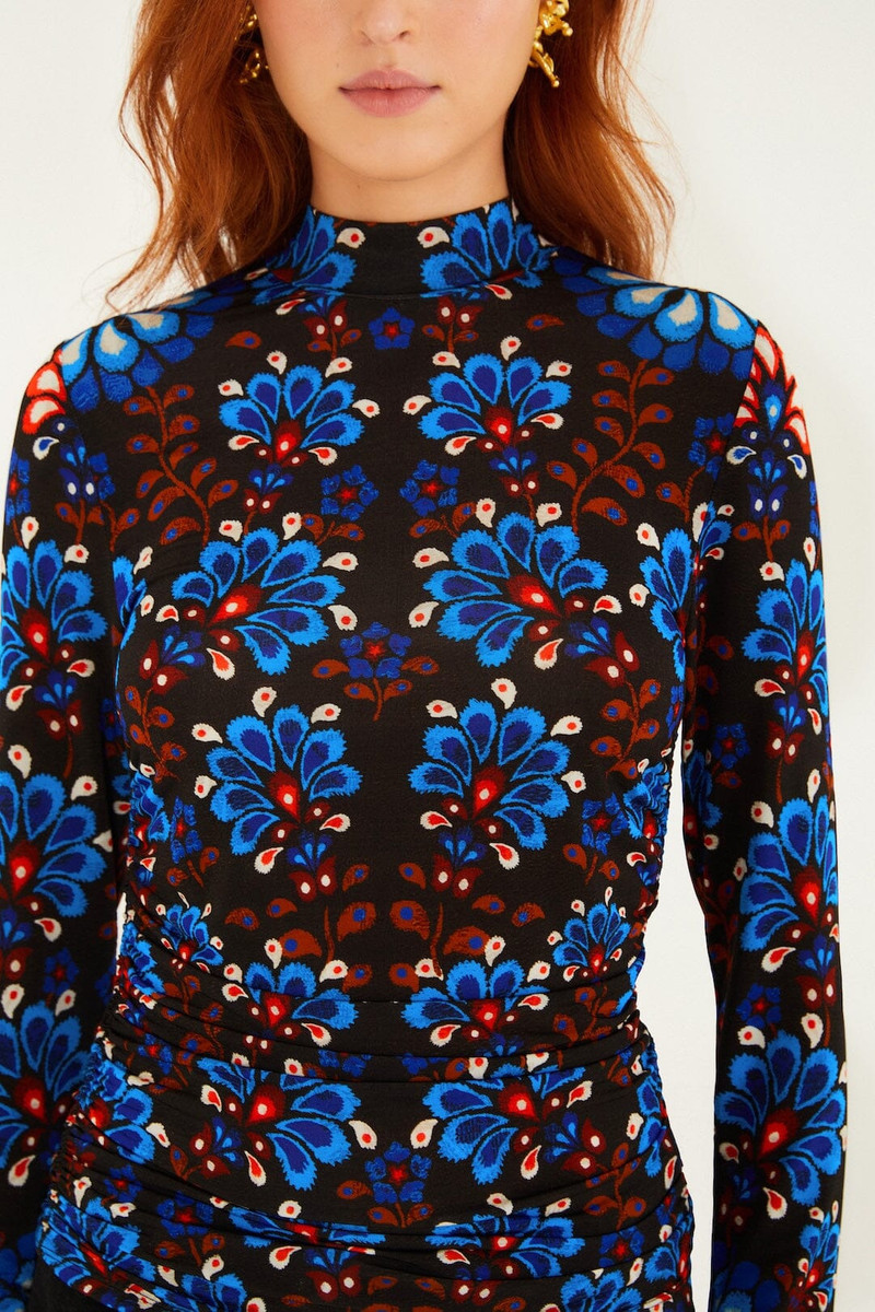 FARM RIO Black Latina Scarf High Neck Jersey Blouse outlook