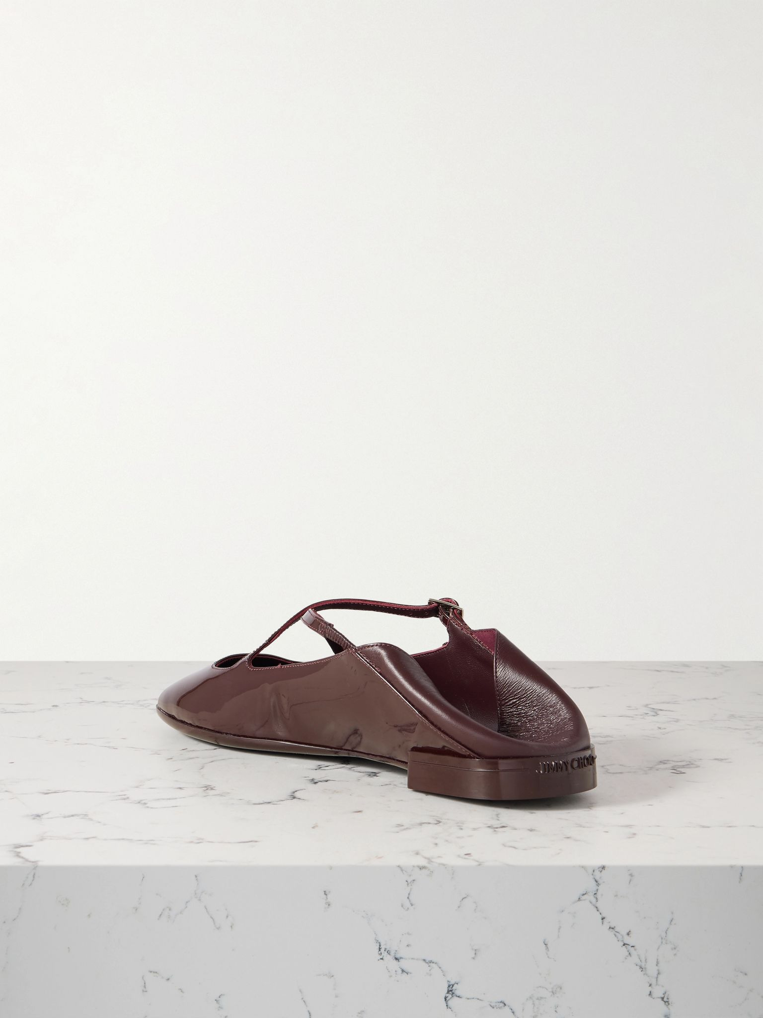 Eleri collapsible-heel embellished patent-leather ballet flats Burgundy - 6