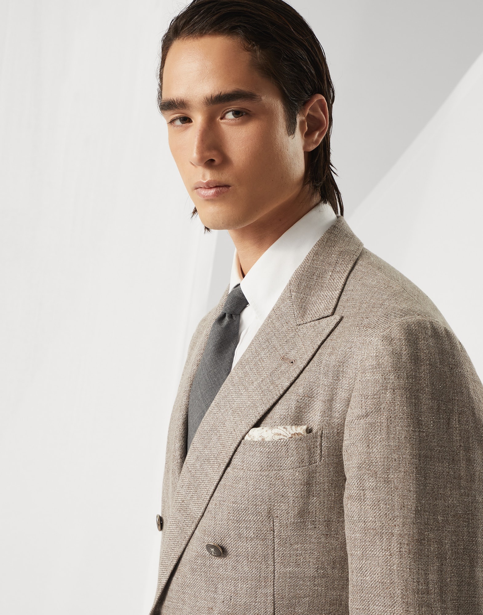 Double face silk pocket square with paisley design - 3
