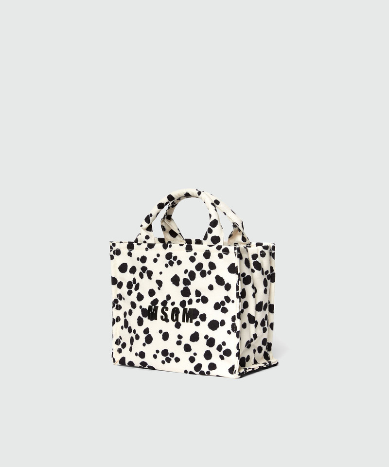 White and black MSGM polka dot canvas tote bag 3