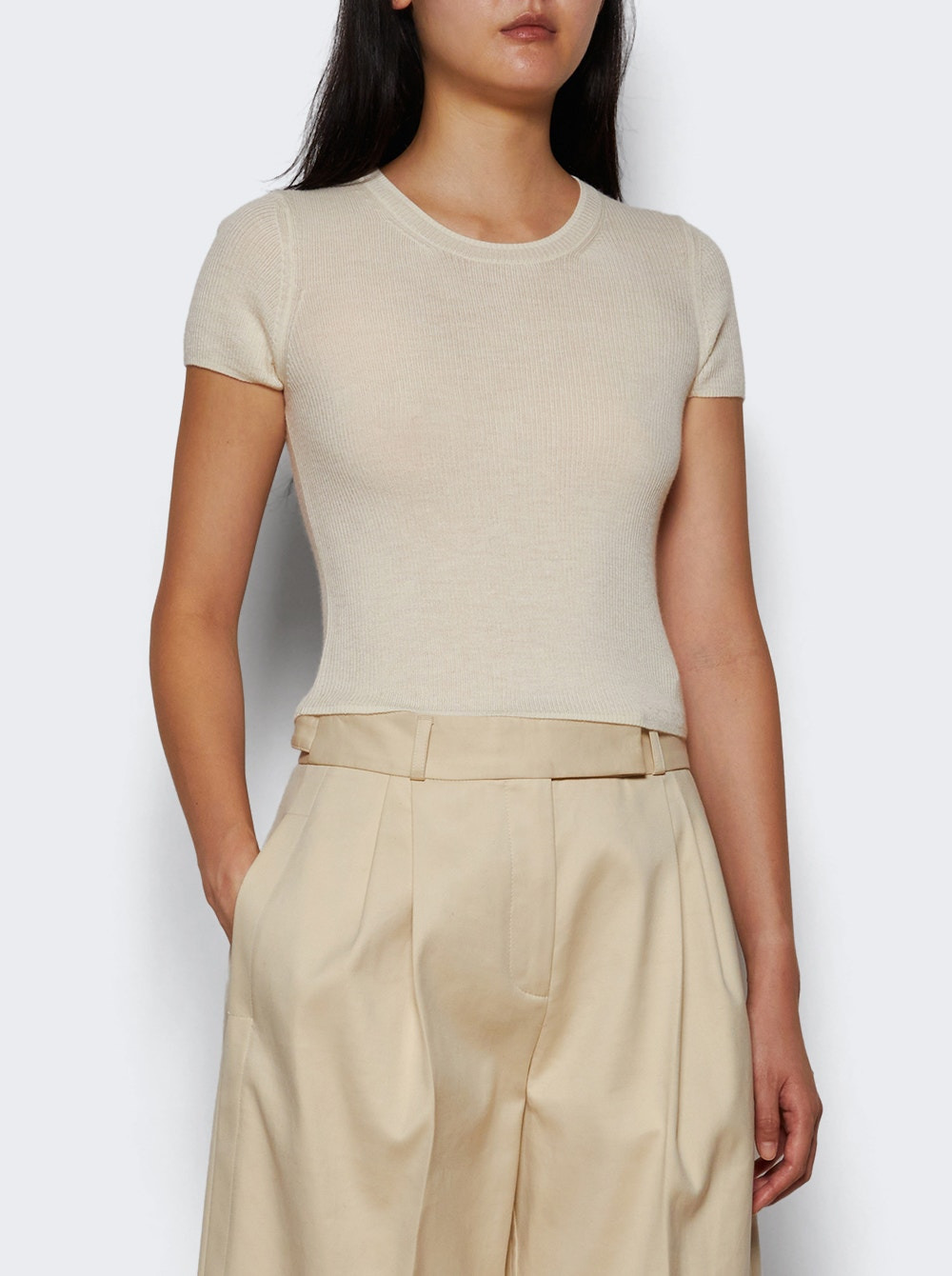 Rib Stitch Baby Tee Bone - 2