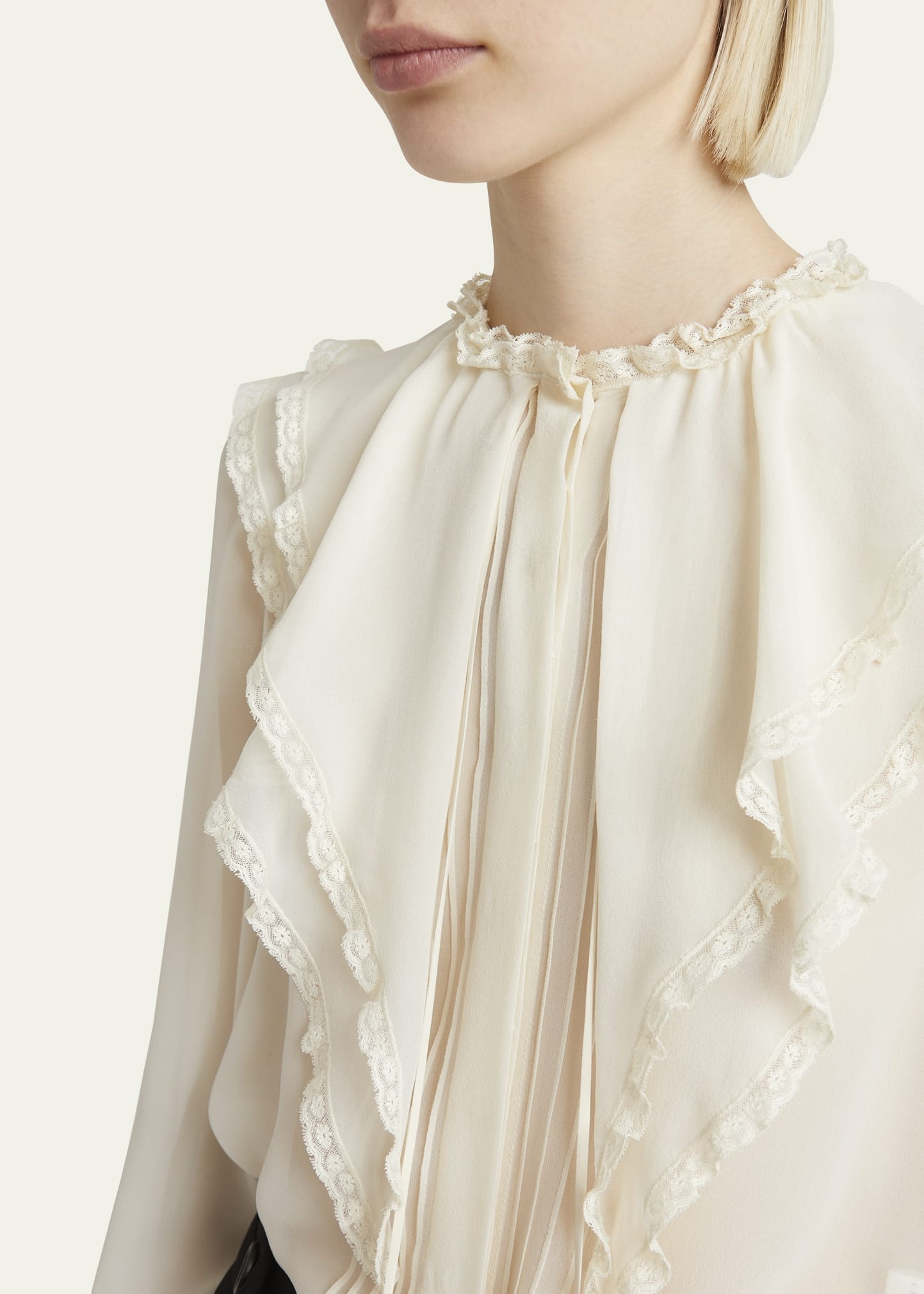 Ruffle Button-Down Silk Top - 5