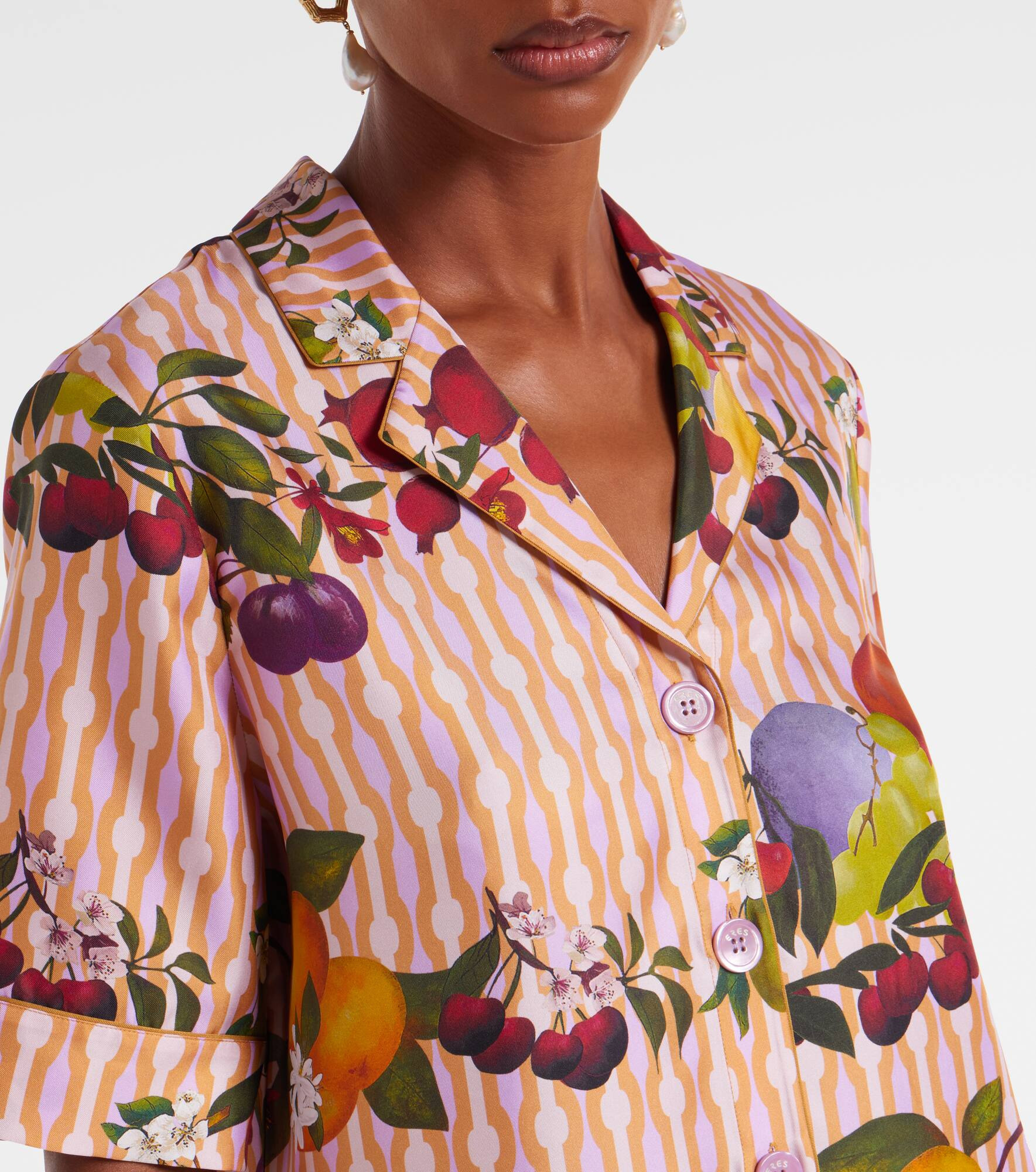 Cherry printed silk twill shirt - 4