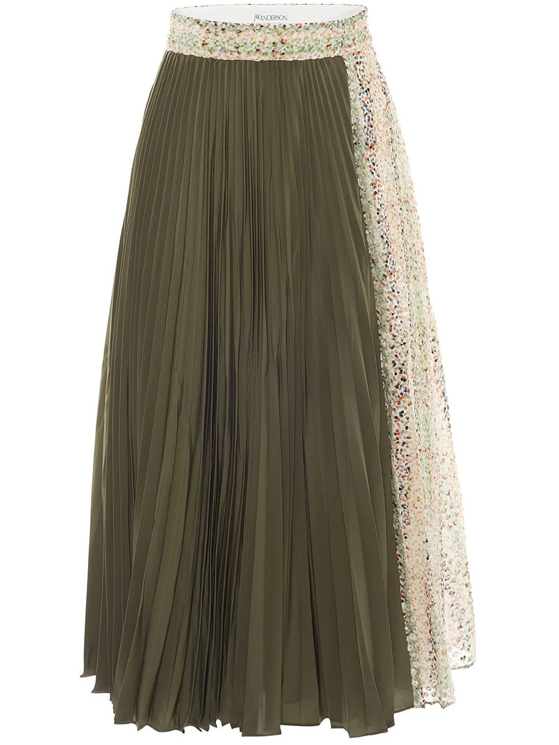 pleated contrasting panel midi skirt 1