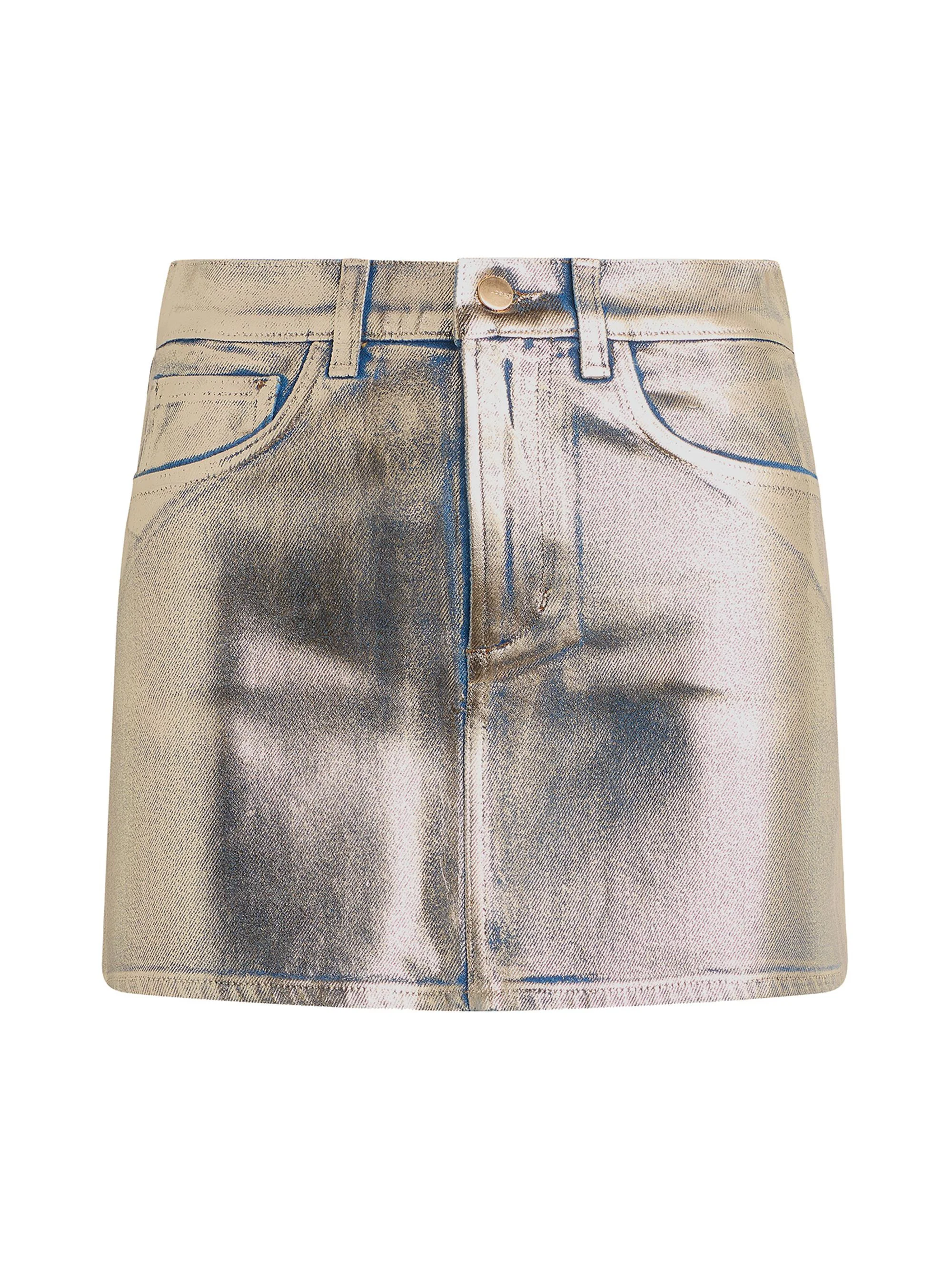 Women's The Tessa Foiled Denim Miniskirt - Disco Indigo - 1