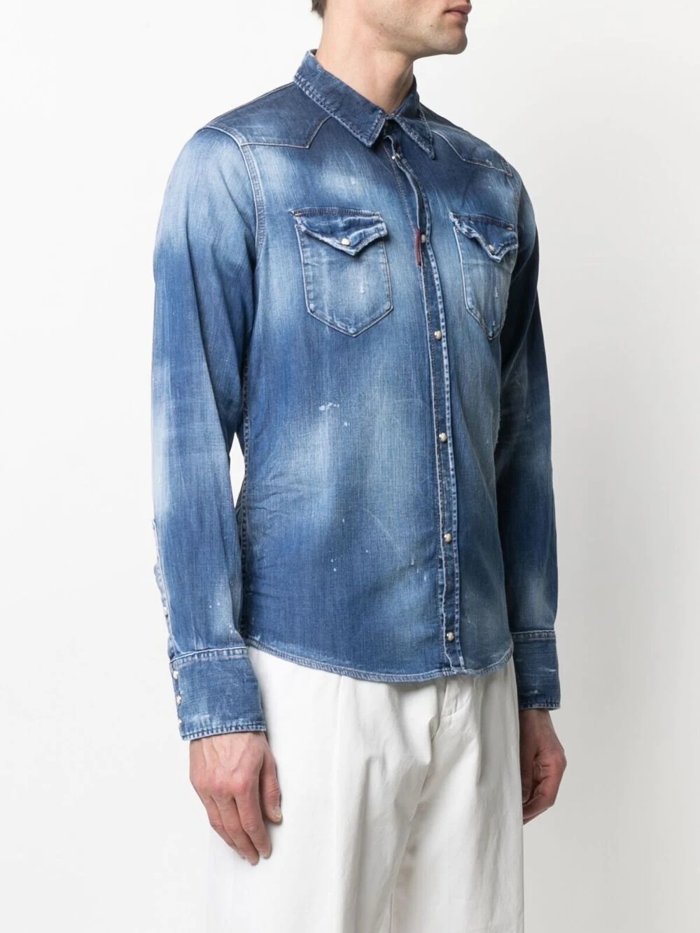 distressed-effect denim shirt - 3