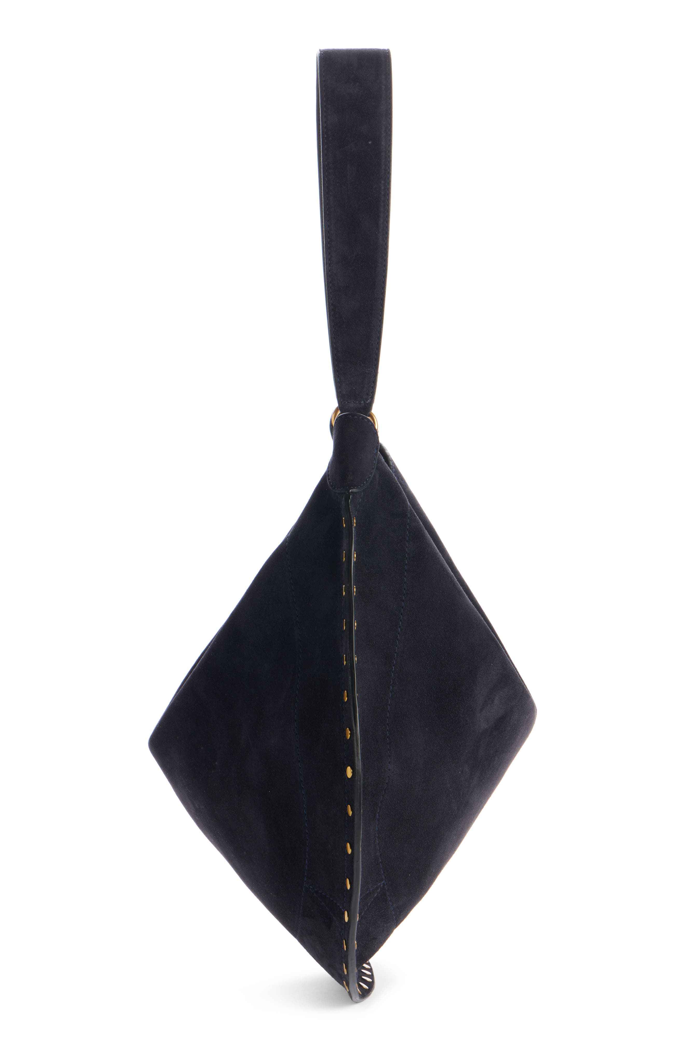 Isabel Marant Oskan Suede Hobo Bag in Black Midnight at Nordstrom - 4