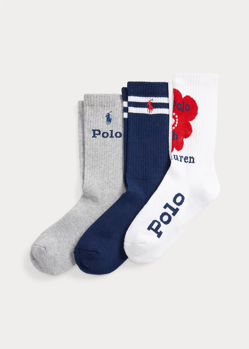 Floral Logo Crew Sock 3-Pack 1