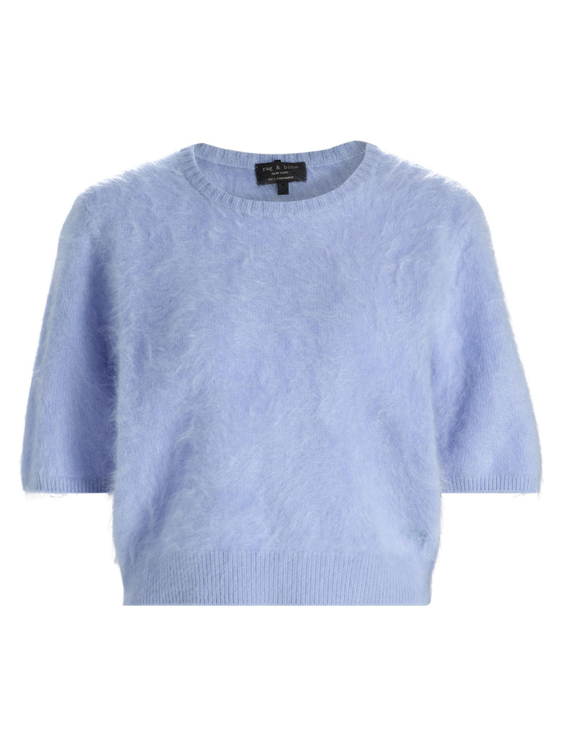 Women's Jada Brushed Cashmere Crop Sweater - Light Blue 1
