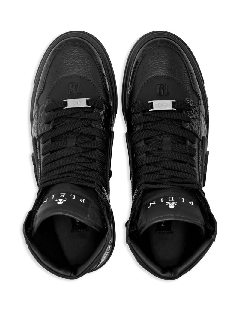 Hexagon leather hi-top sneakers 3