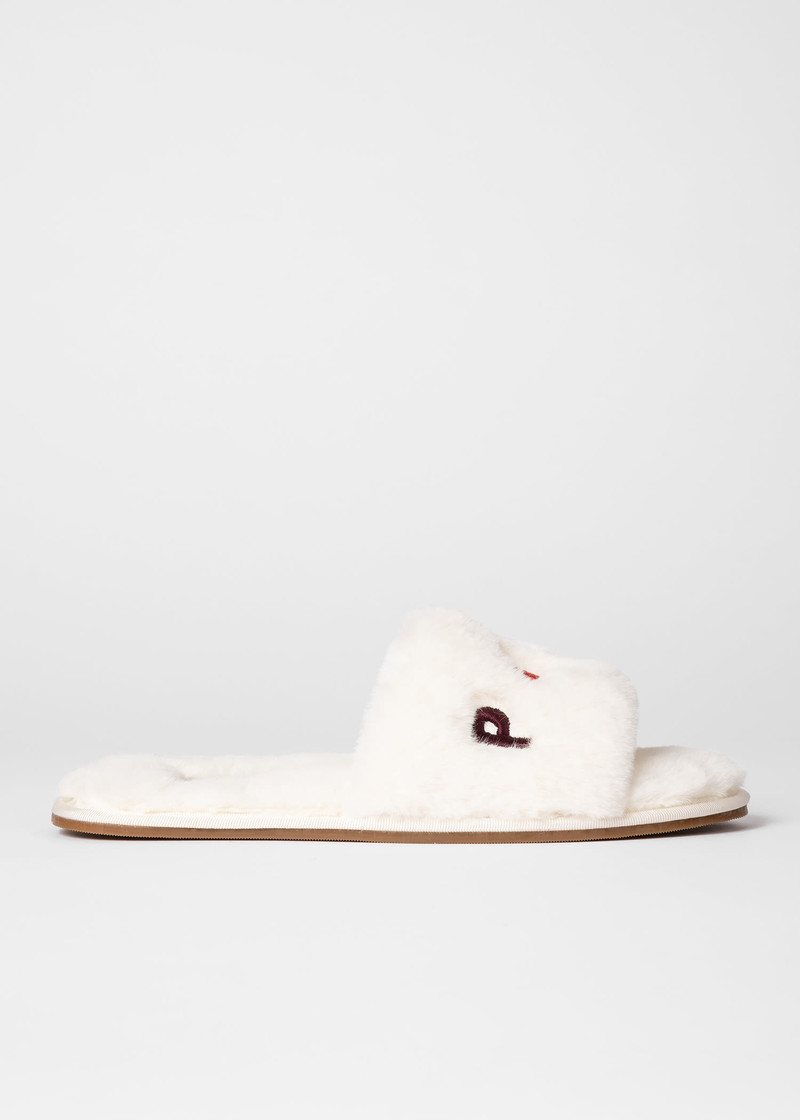 Cream 'Juniper' Faux Fur Logo Slides 1