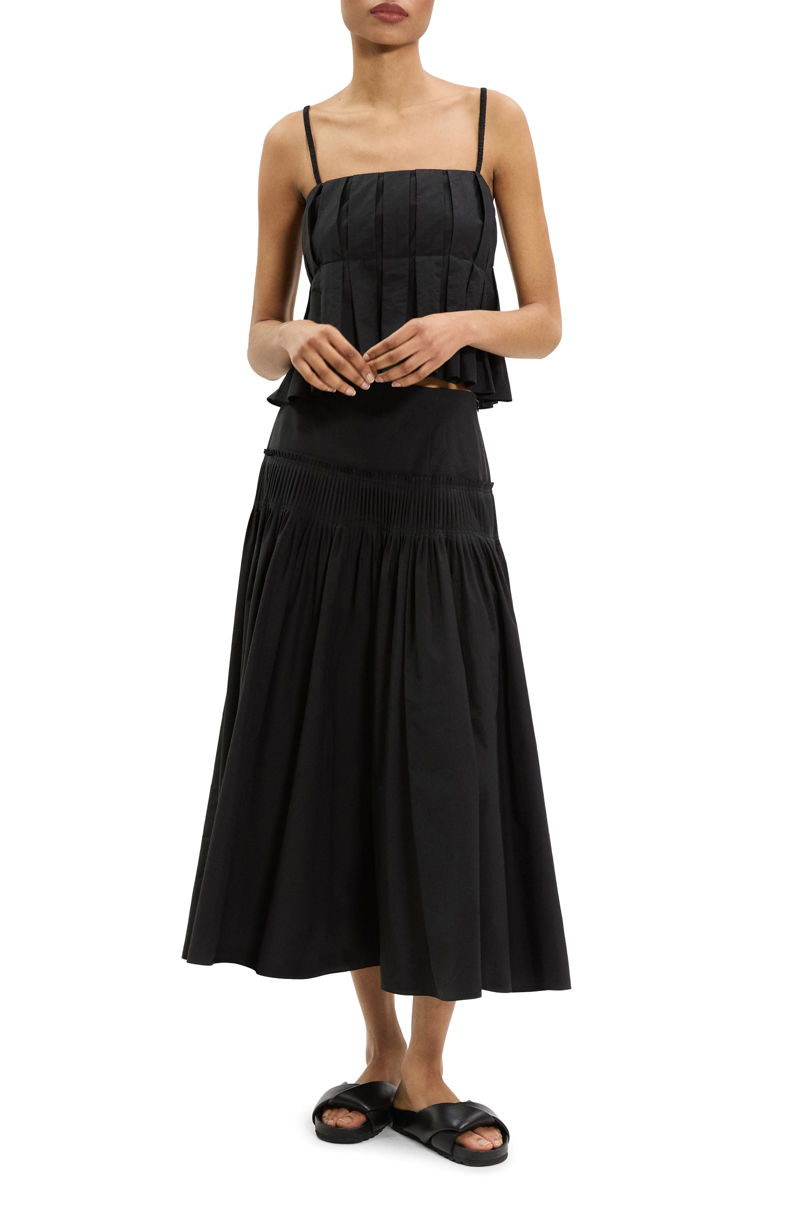 Theory Accordion Yoke Skirt in Black at Nordstrom - 7