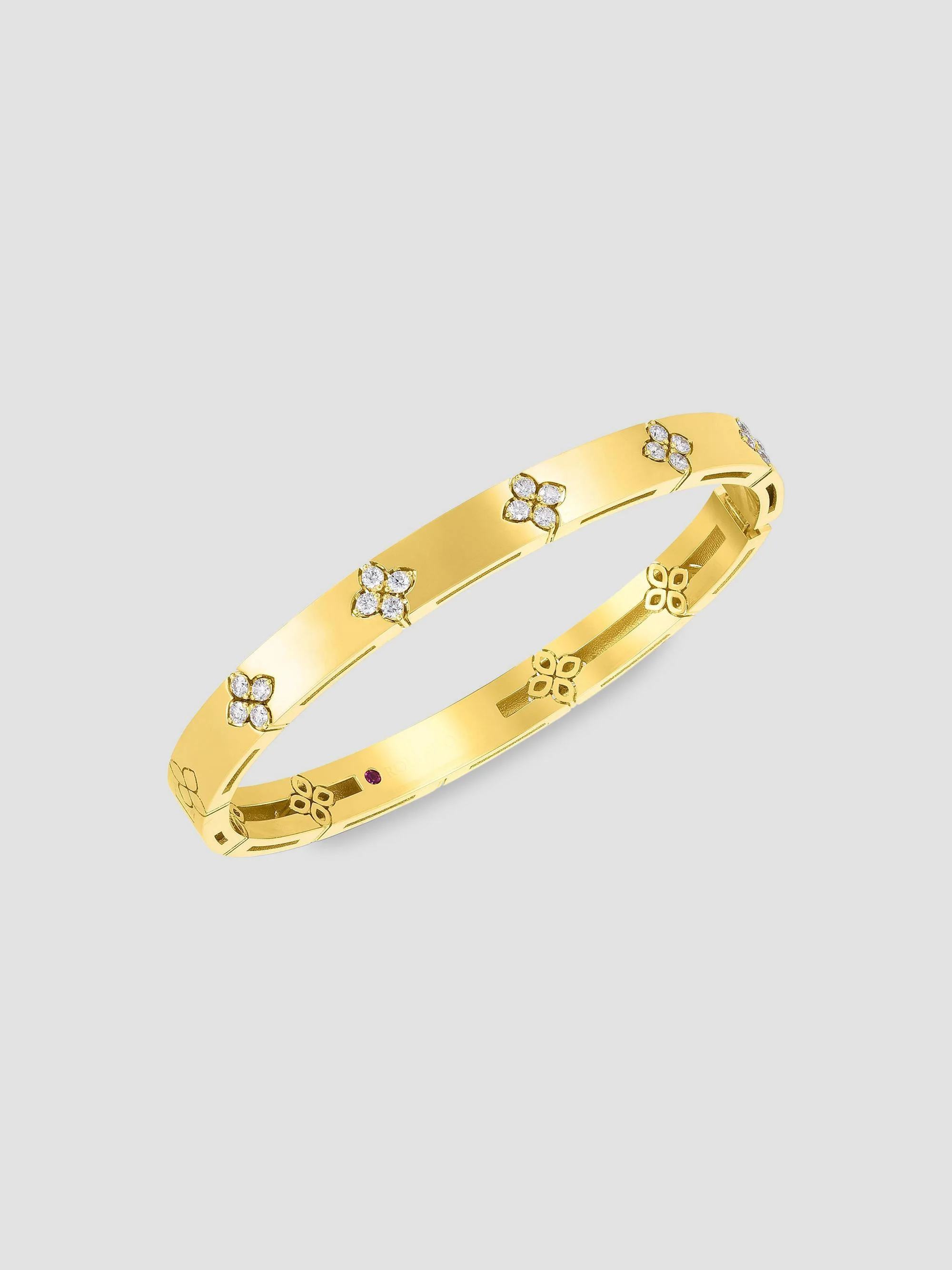 Women's Verona 18 Yellow Gold & 0.45 TCW Diamond Hinged Bangle Bracelet - Yellow Gold - 1