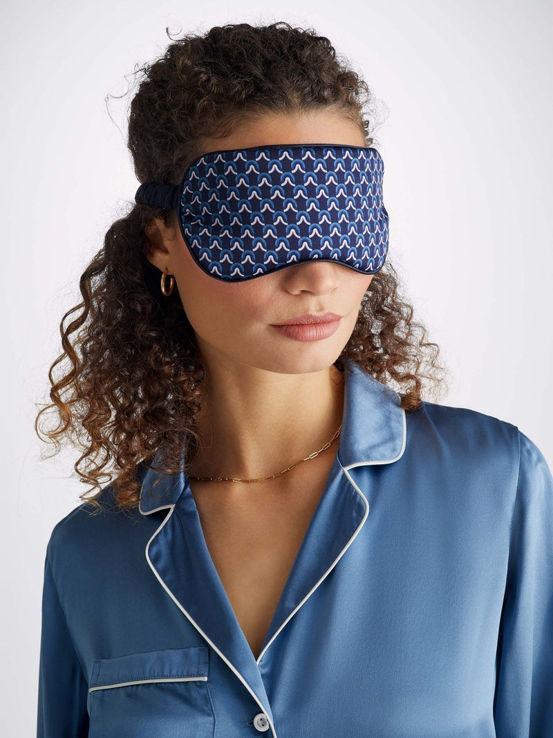 Derek Rose Eye Mask Brindisi Silk Satin Navy outlook