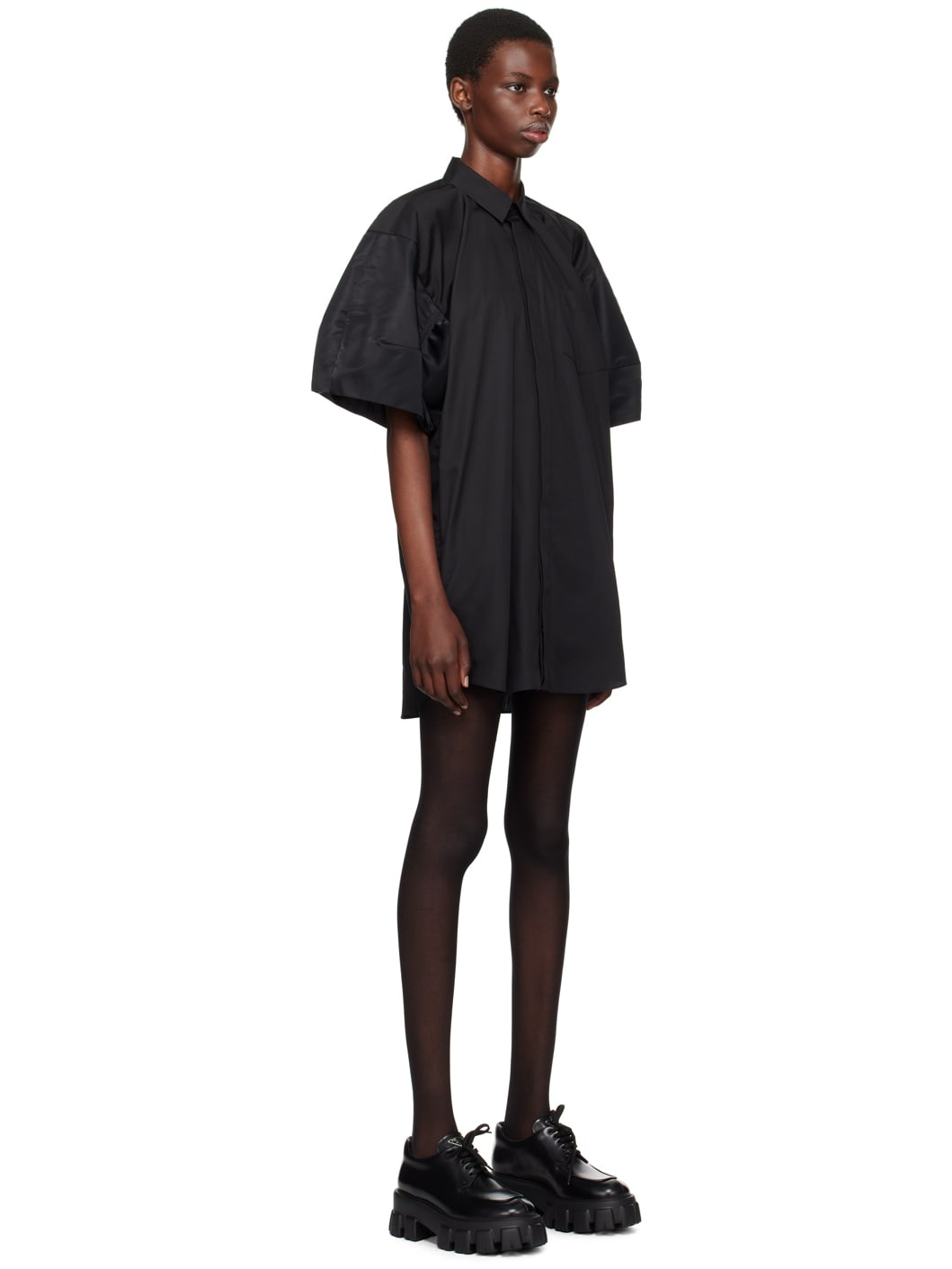 Black Shirt Minidress - 2