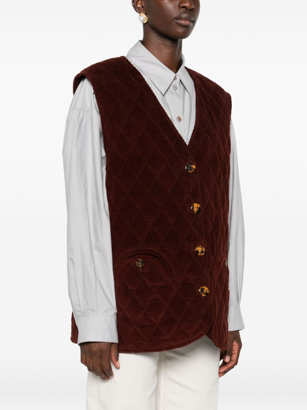 quilted corduroy gilet - 3