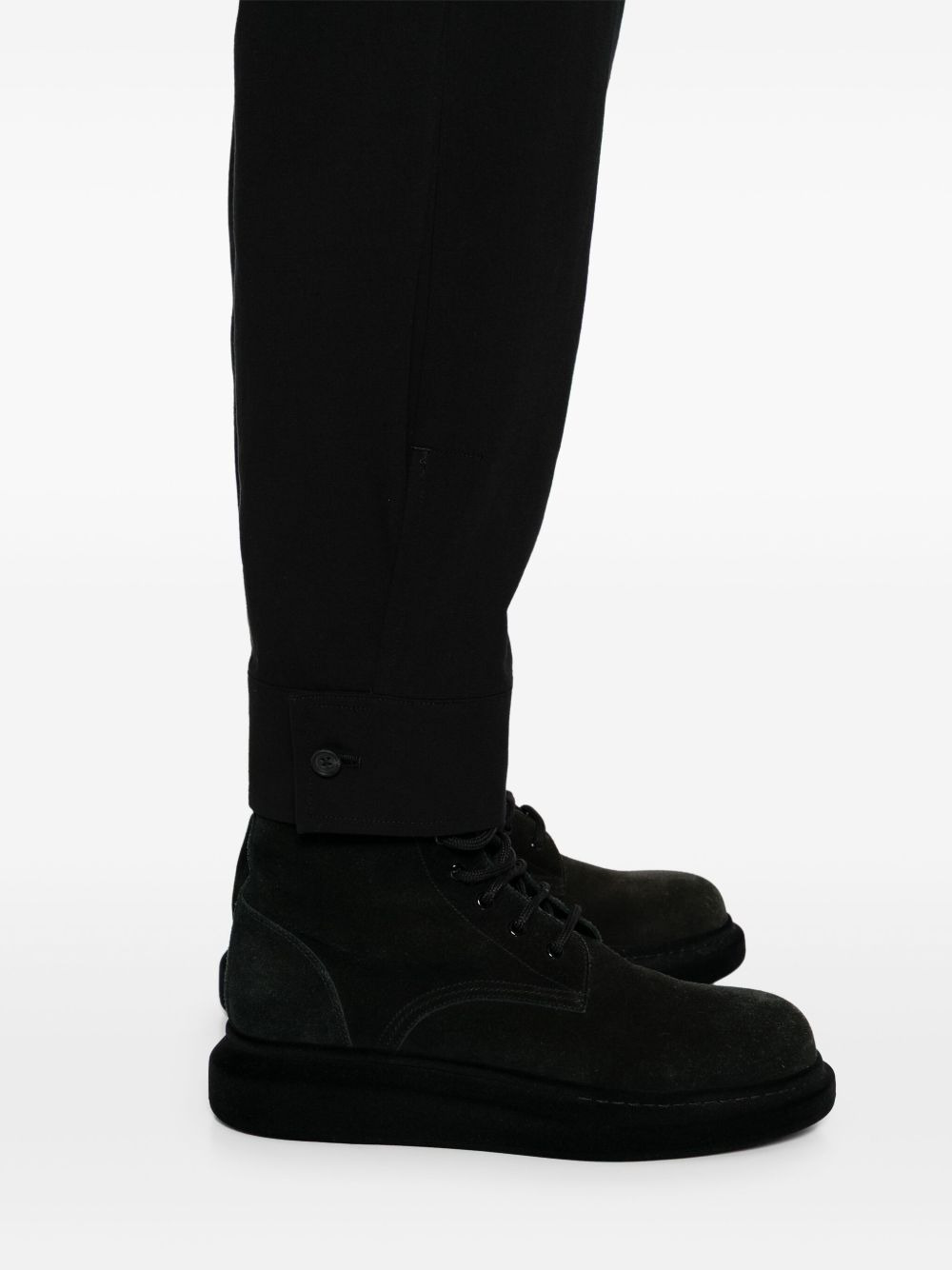 canvas belted-hem trousers - 5