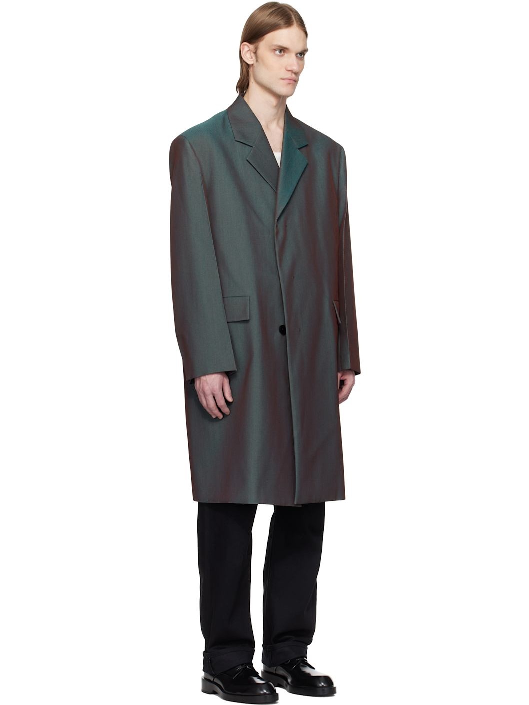 Green & Burgundy Cavalry Twill Coat - 2
