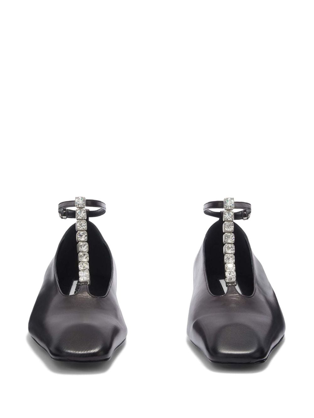 crystal-embellished leather ballerina shoes - 4