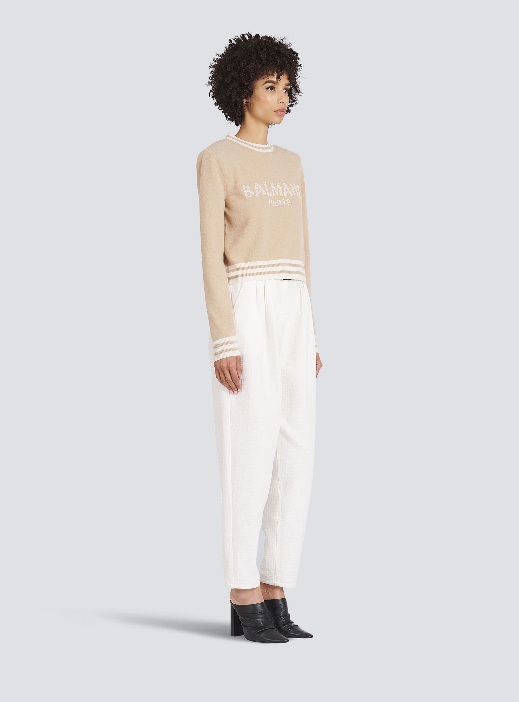 Cropped wool sweatshirt with Balmain logo - 5