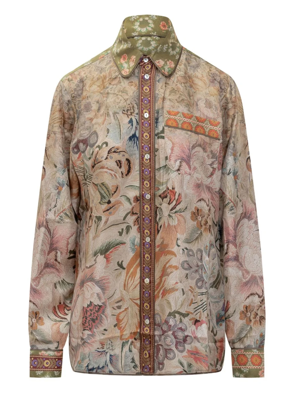 floral-embroidered shirt - 1