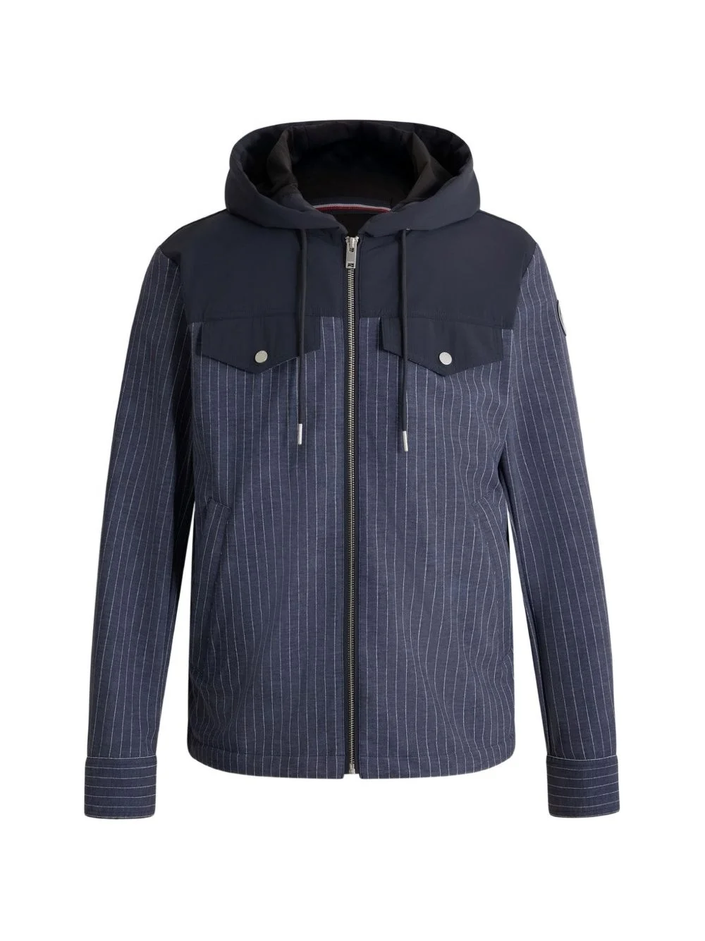 Rocelan pinstriped hooded bomber jacket - 1