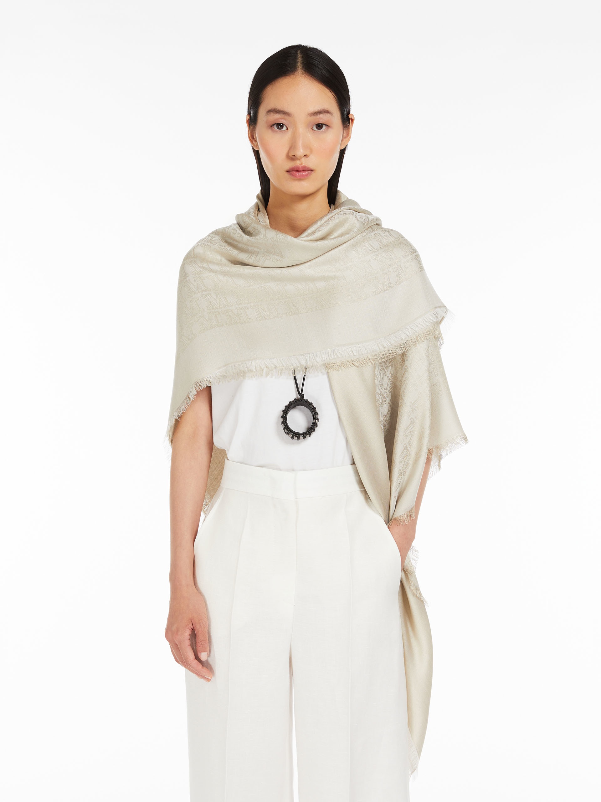 GEODE Jacquard-knit silk and cotton shawl - 4
