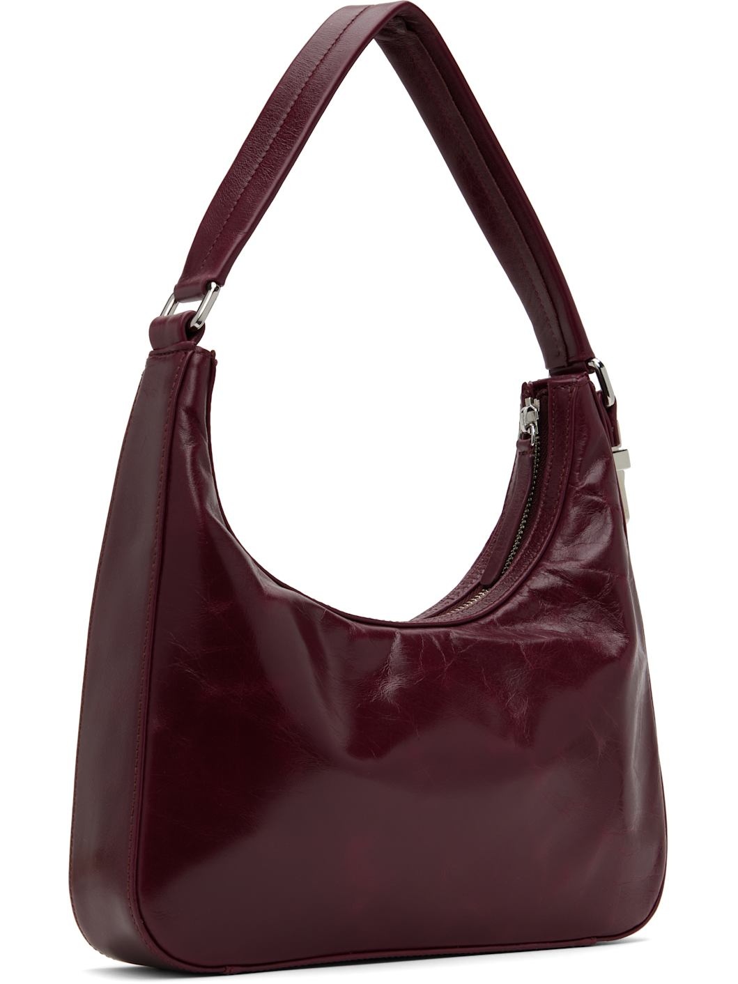 Burgundy Rhea Creased Leather Bag - 3