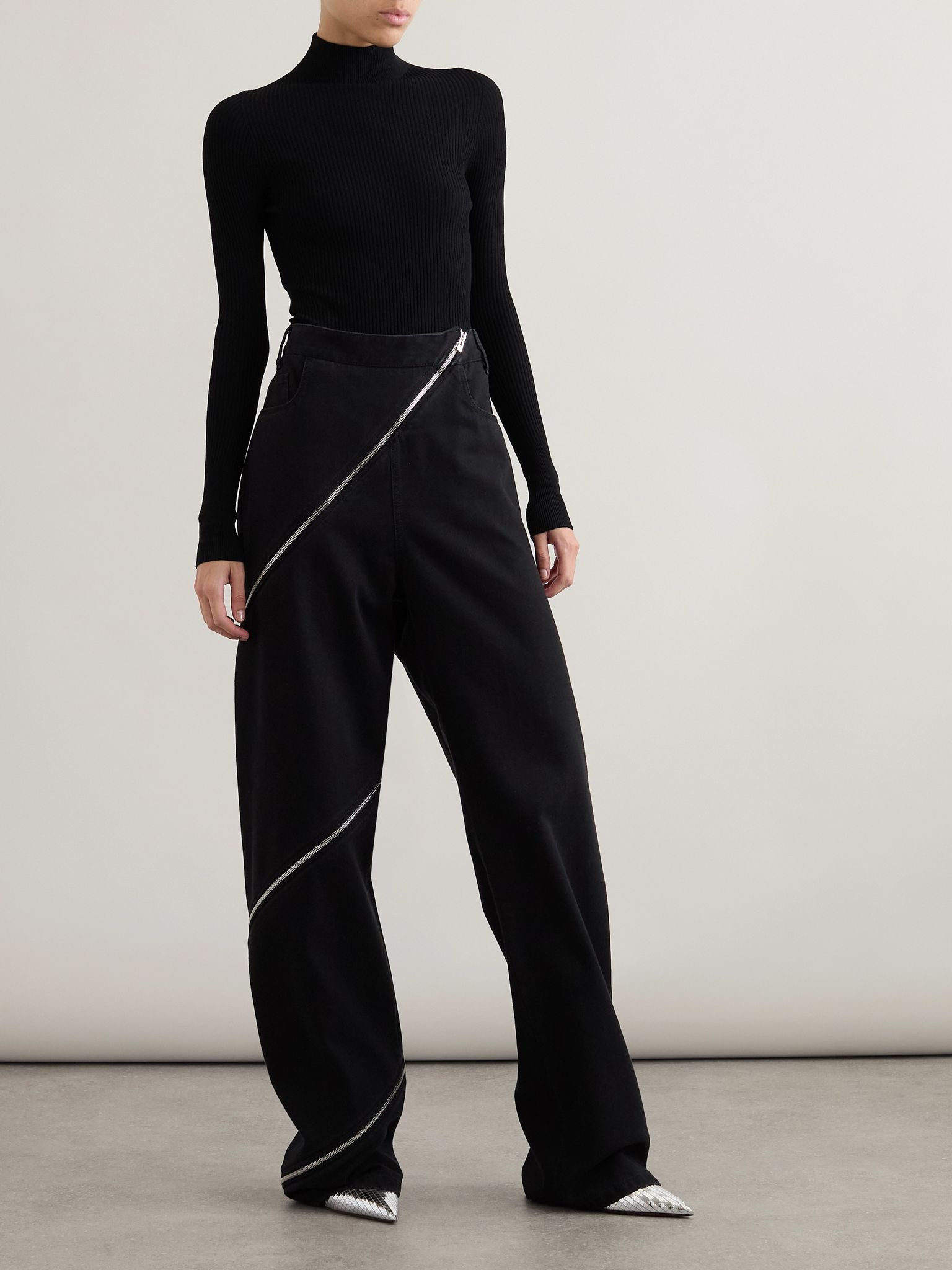 Ribbed-knit turtleneck bodysuit Black - 2