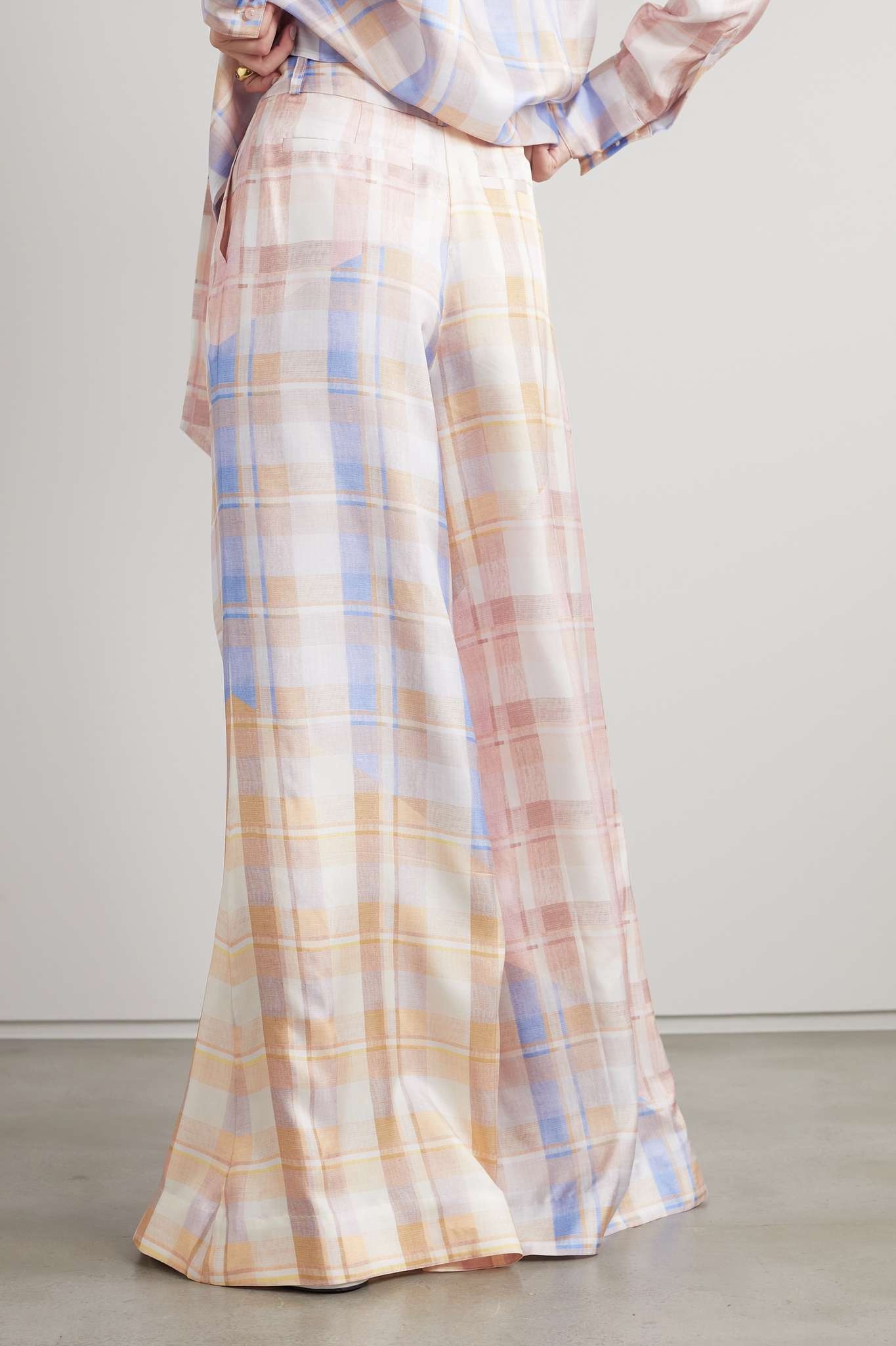 Dancer checked silk wide-leg pants - 4