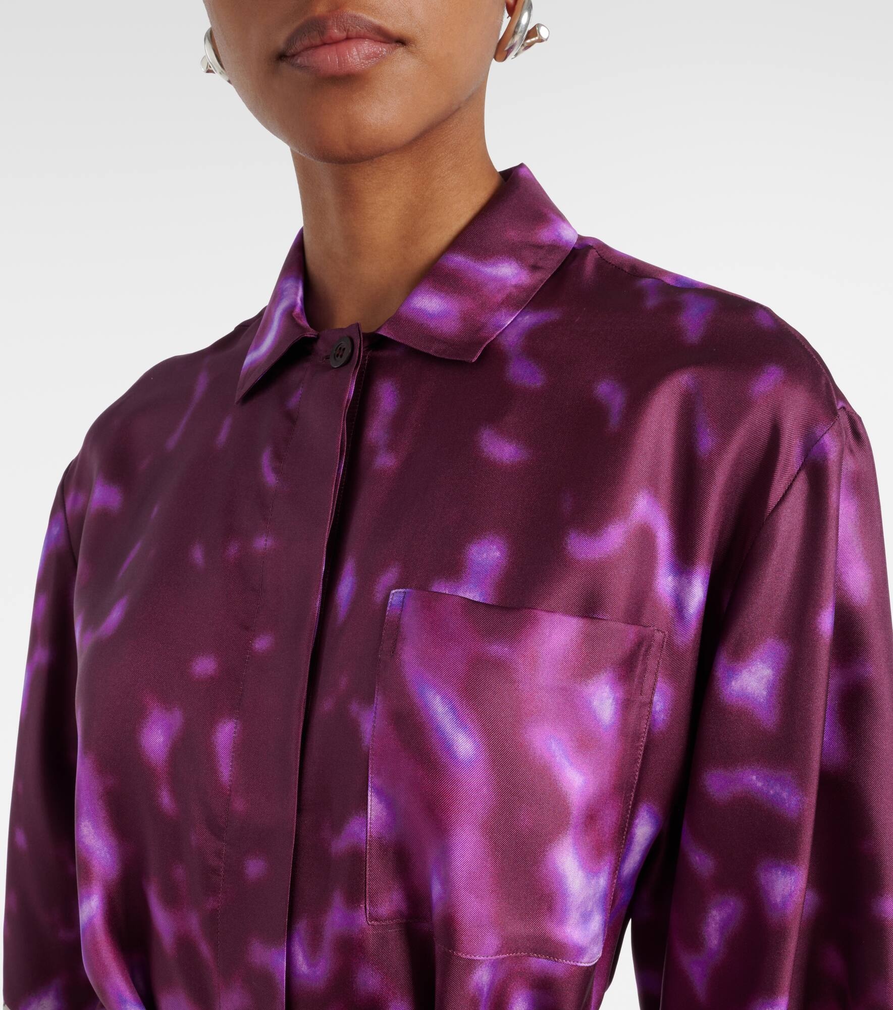 Belted printed silk shirt dress - 4