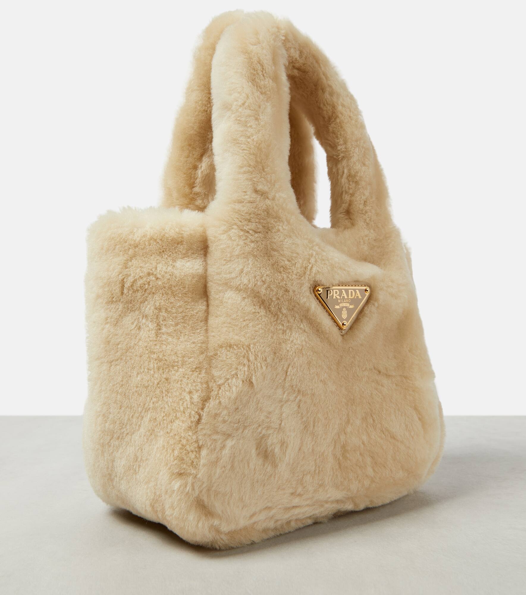 Mini shearling tote bag - 6