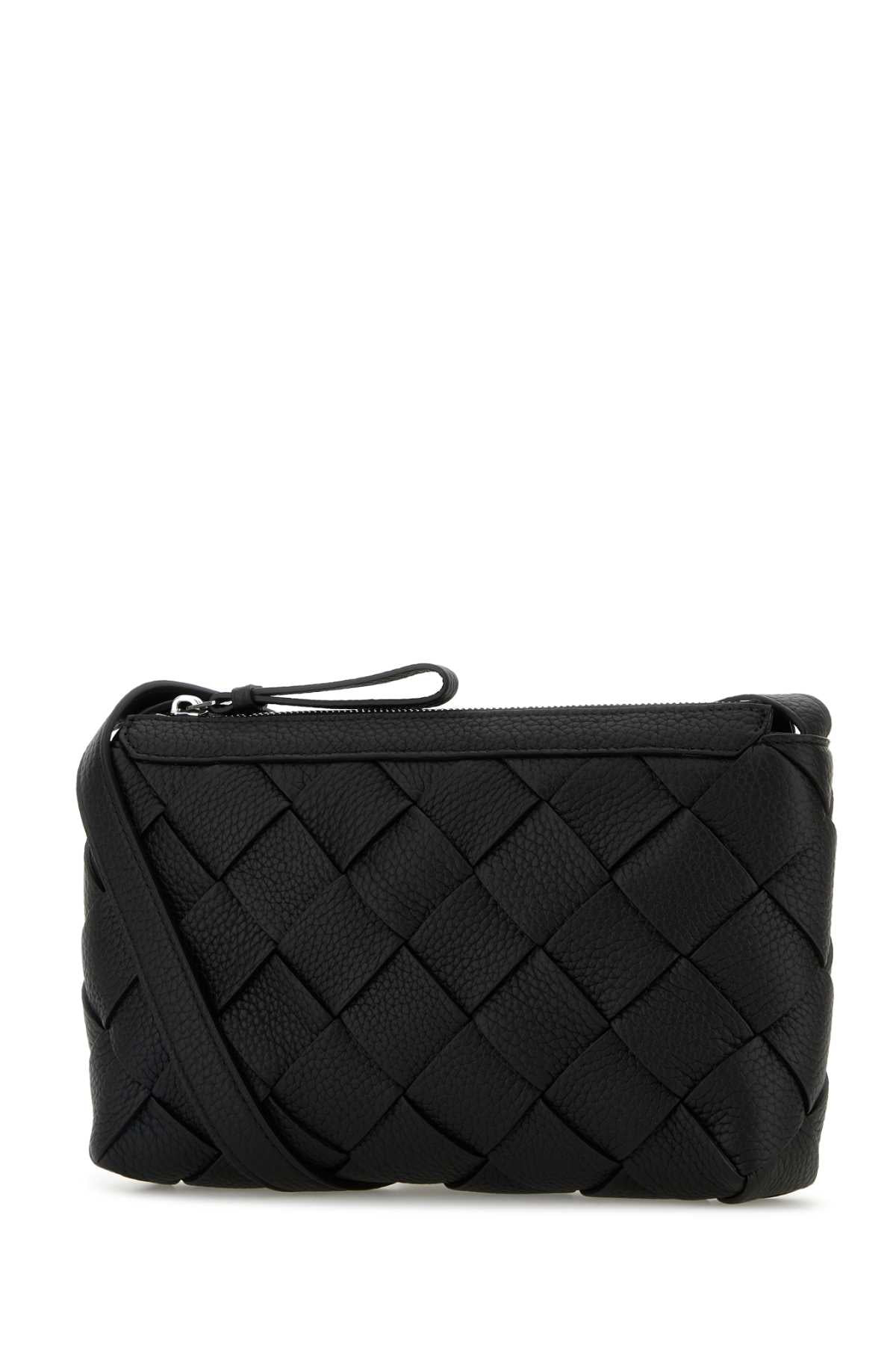Bottega Veneta Men Black Leather Diago Crossbody Bag - 2
