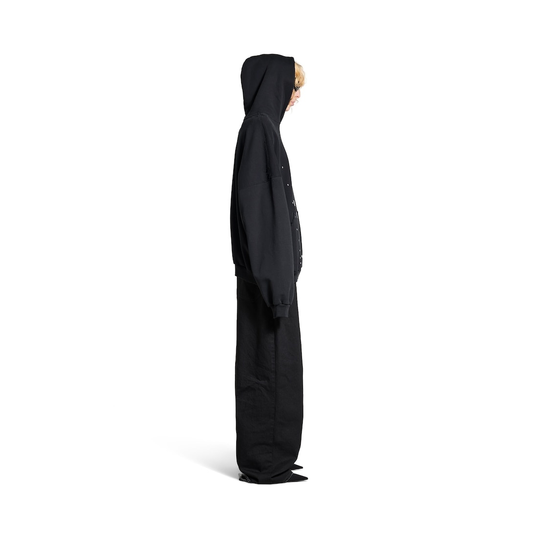 BALENCIAGA Women's Optical Hoodie Large Fit in Black/white