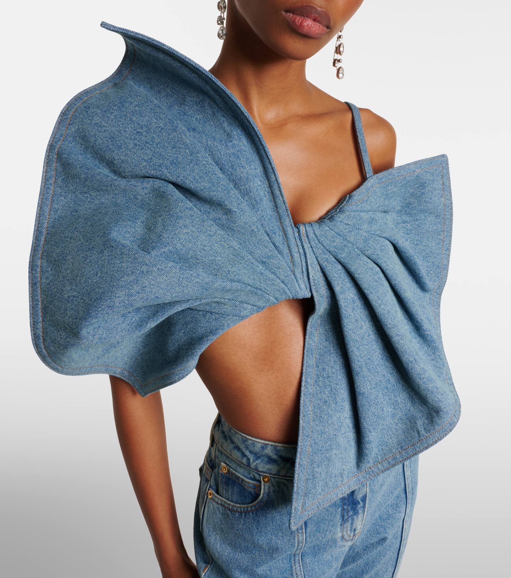 Bow-detail denim top - 4