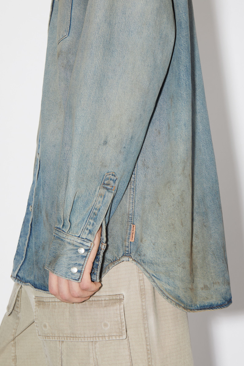 Denim button-up shirt - Mid blue 4