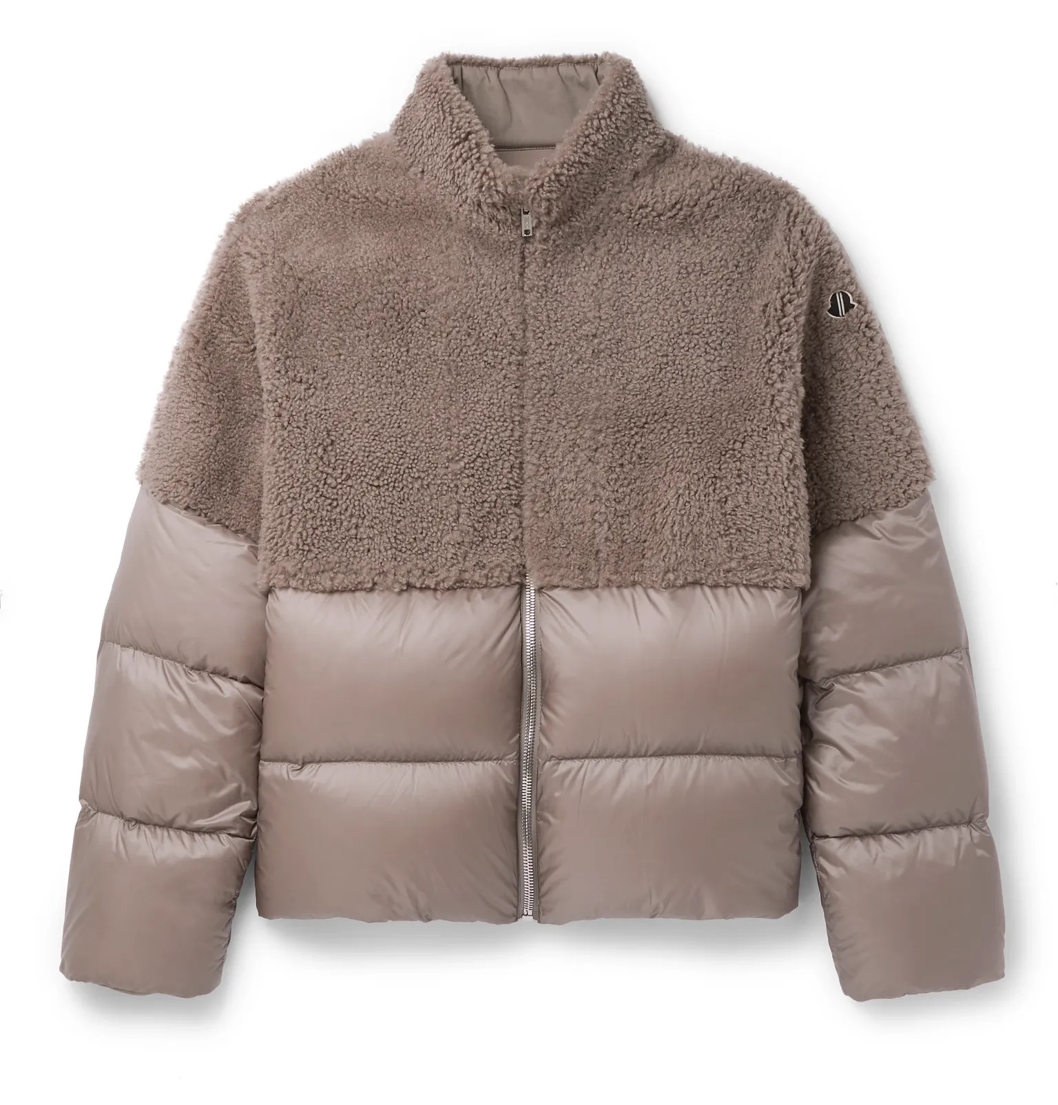 + Moncler Coyote Logo-Appliquéd Quilted Shell and Shearling Down Jacket - 1