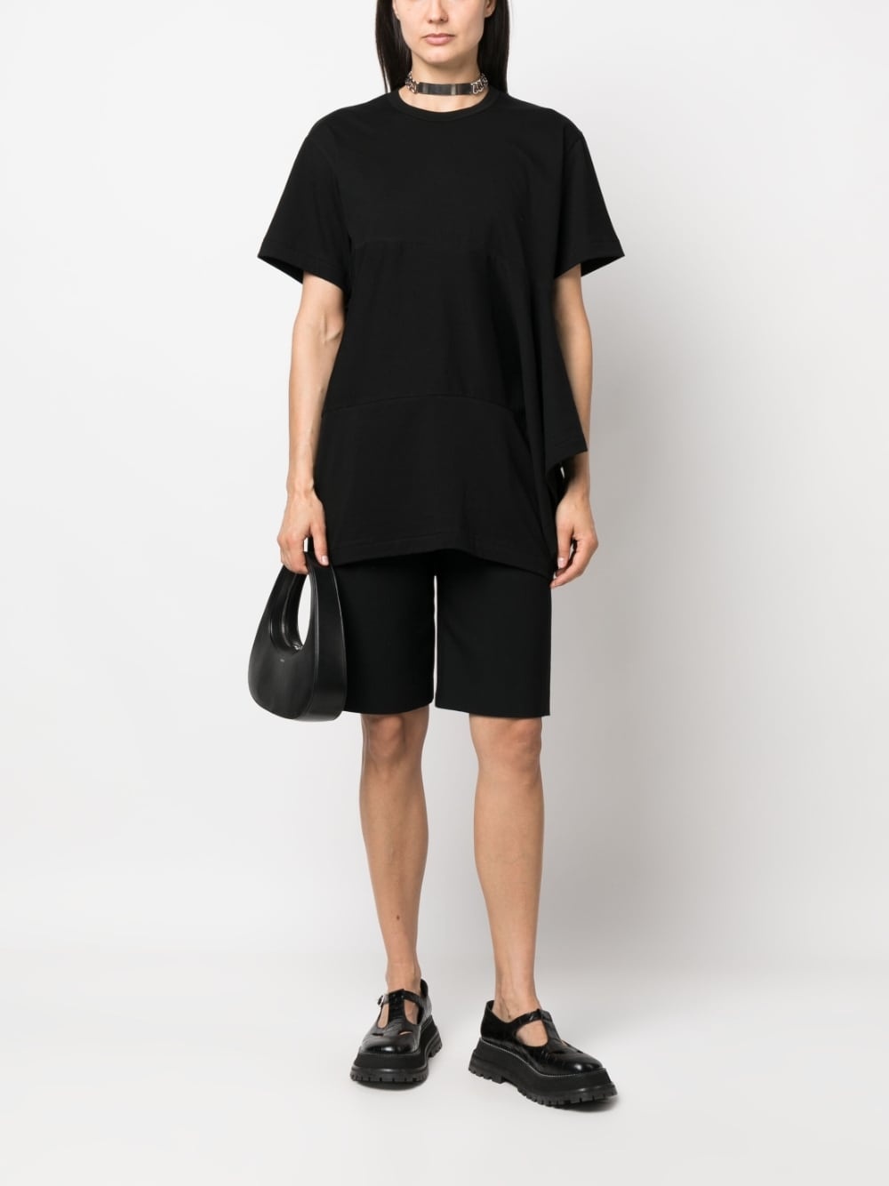 draped-detail cotton T-shirt - 2