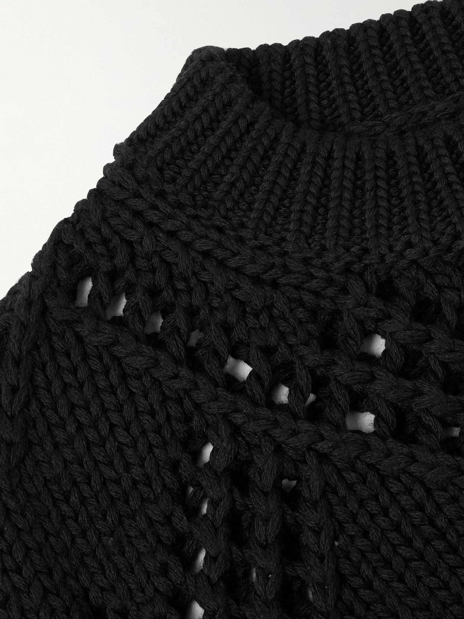 Open-Knit Wool Sweater Black - 4